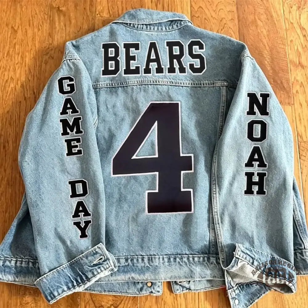 Custom Team Name and Number Patch Embroidery Sport Jean Jacket for Game Day