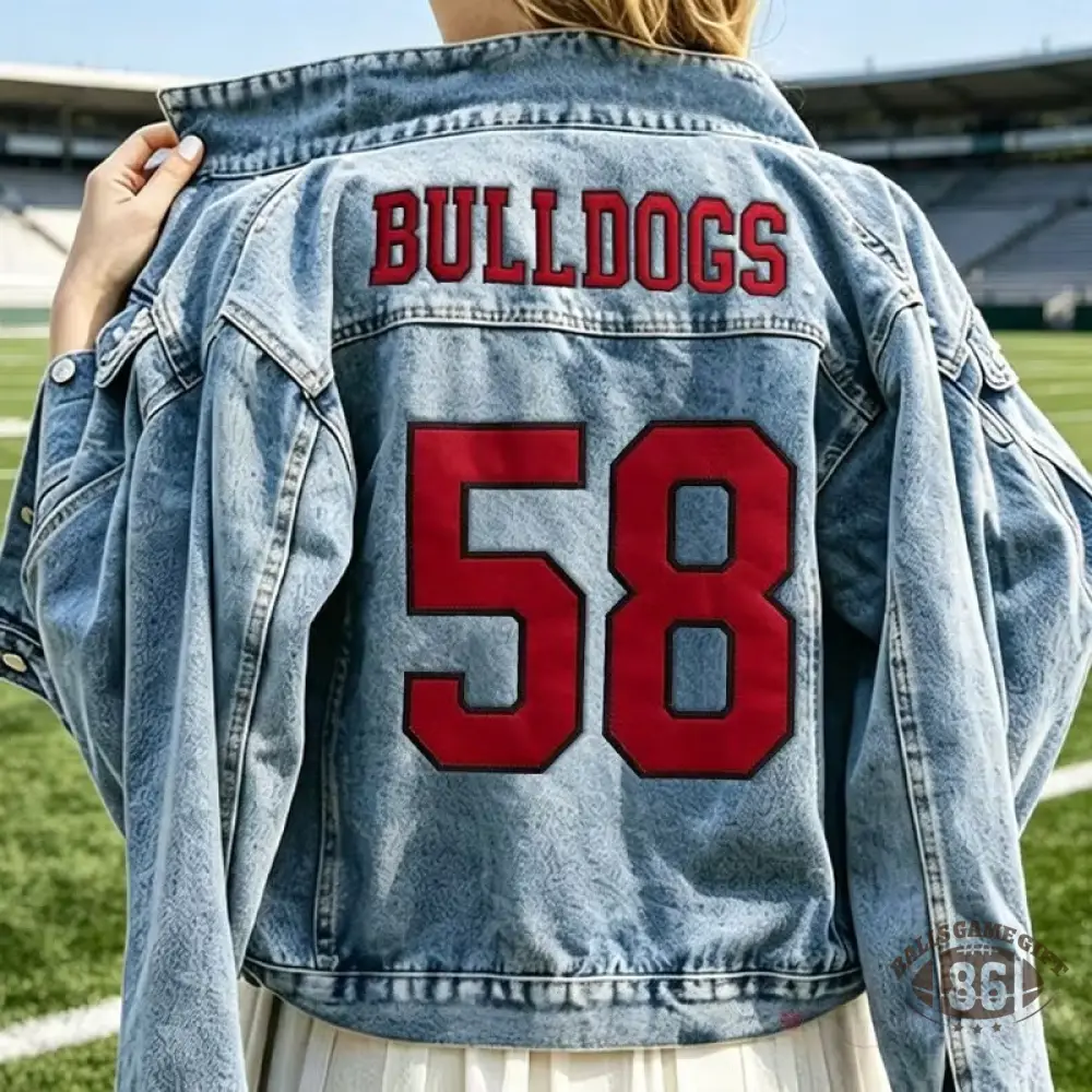 Custom Team Name and Number Patch Embroidery Sport Jean Jacket for Game Day