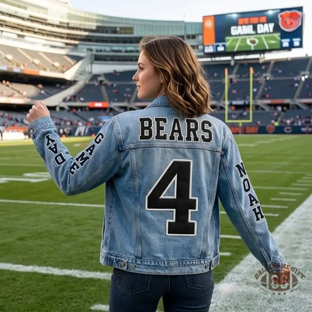 Custom Team Name and Number Patch Embroidery Sport Jean Jacket for Game Day