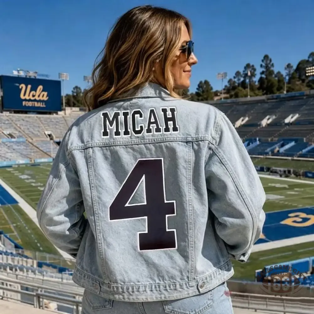 Custom Team Name and Number Patch Embroidery Sport Jean Jacket for Game Day