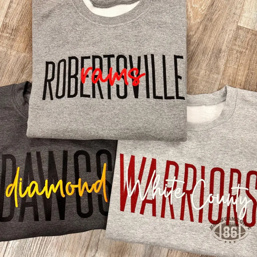 Custom Team Name Embroidered Sweatshirt, Personalized School & Sports Team Crewneck, Game Day Pullover