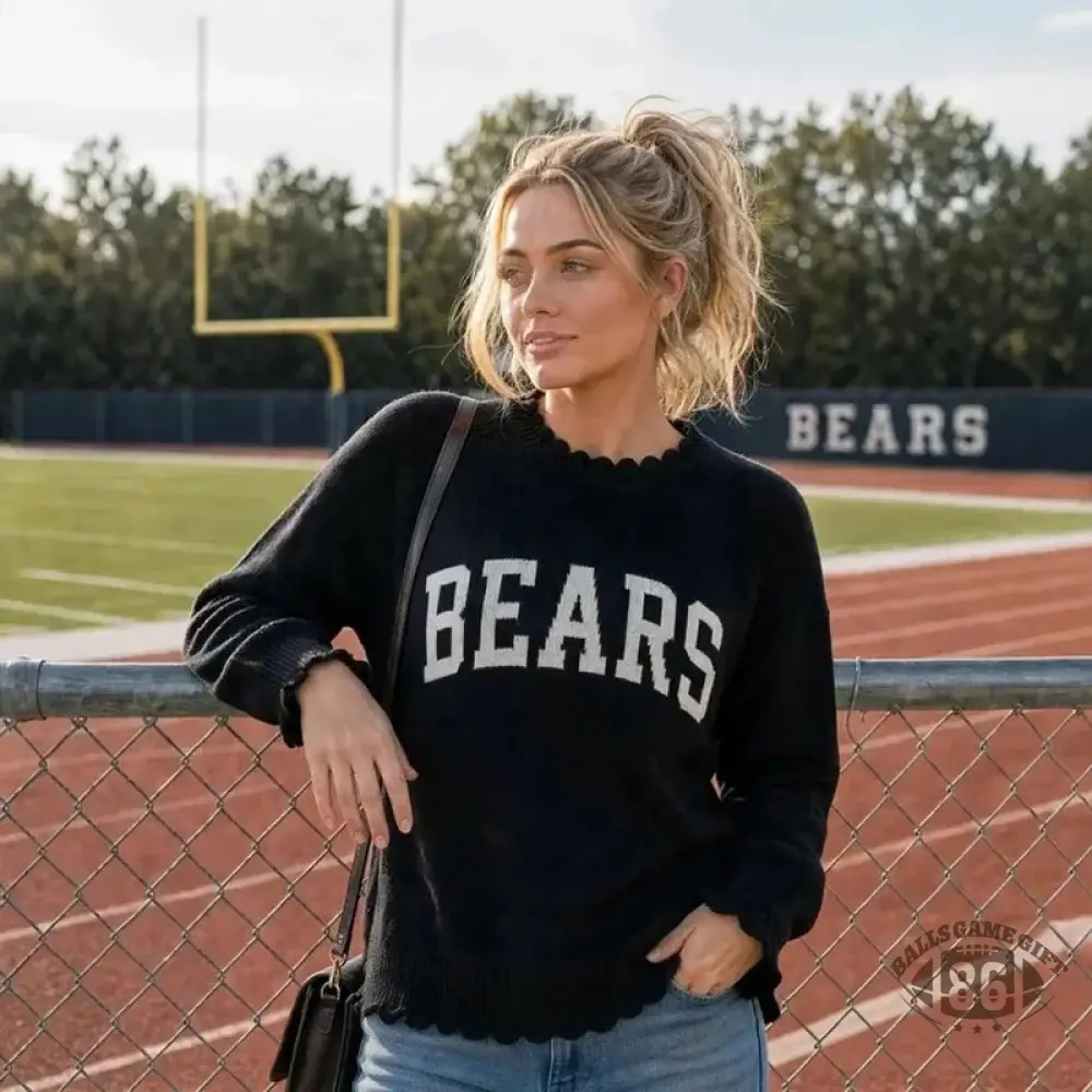 Custom Team Name Knit Sweater | Personalized Sports Mom Game Day Pullover