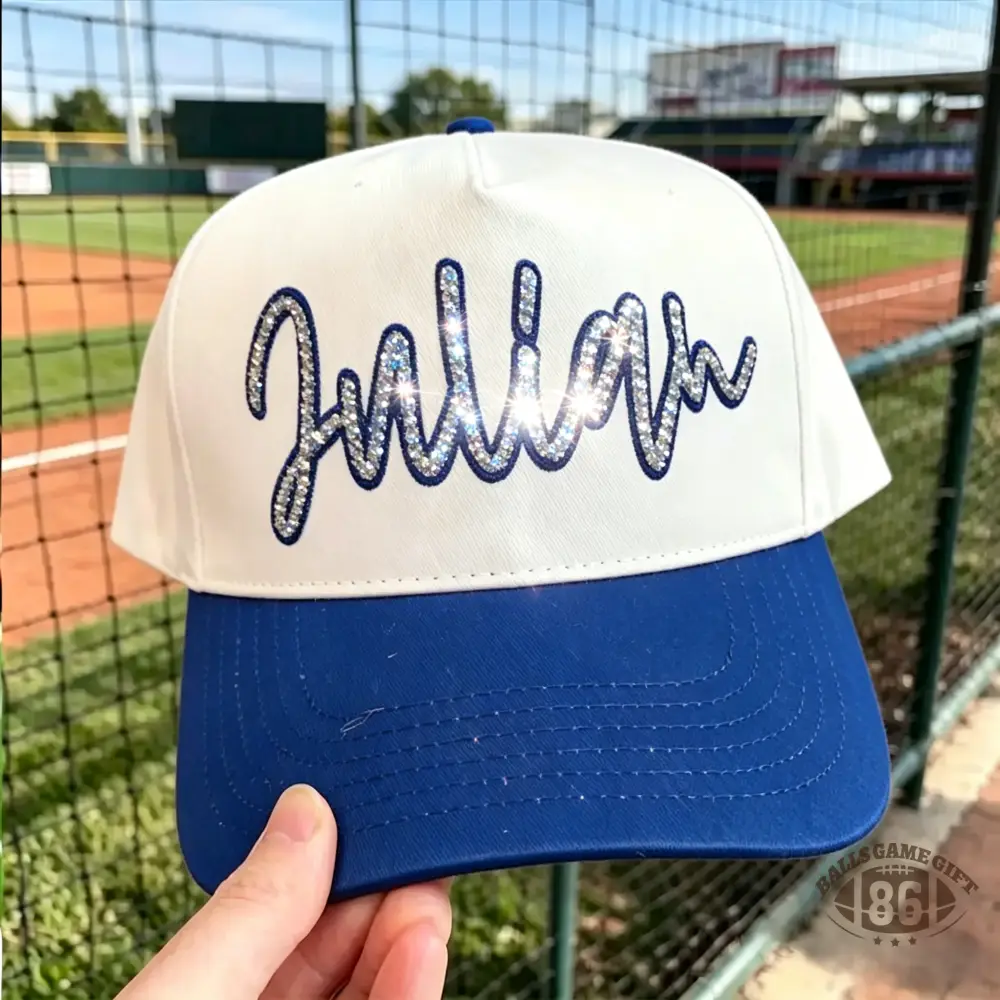 Custom Team Name Rhinestone Trucker Hat Two Tone Bling Cap For Game Day