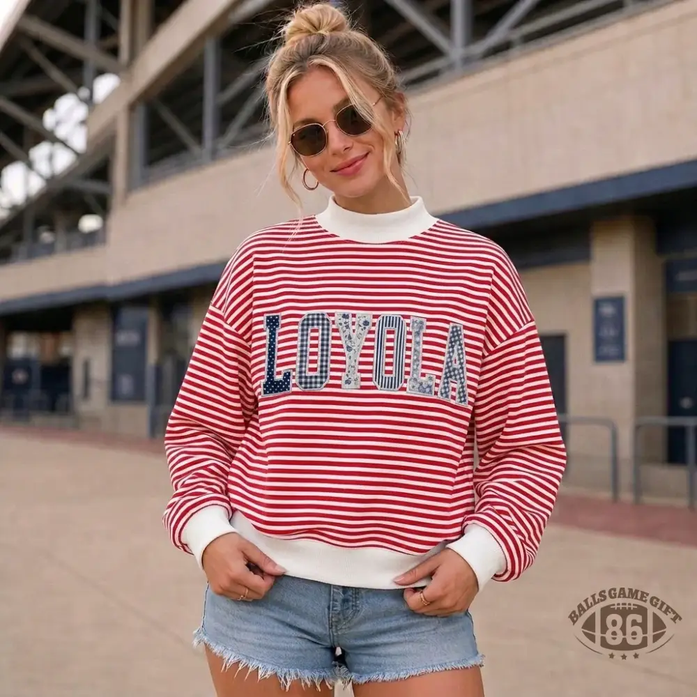Custom Team Name Stripe Mockneck Sweatshirt | Patchwork Varsity Applique