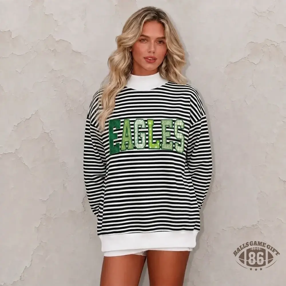 Custom Team Name Stripe Mockneck Sweatshirt | Patchwork Varsity Applique