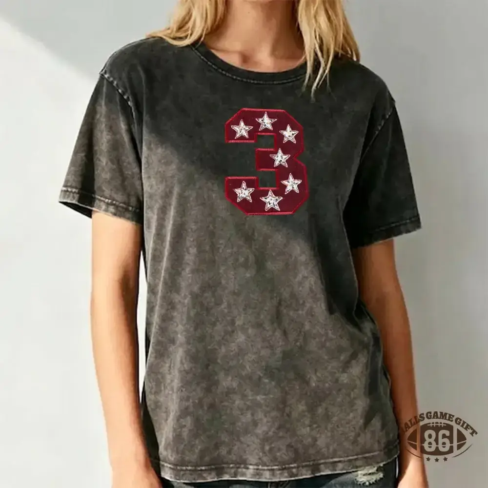 Custom Team Number with Stars Washed Sweatshirt Personalized Numbers