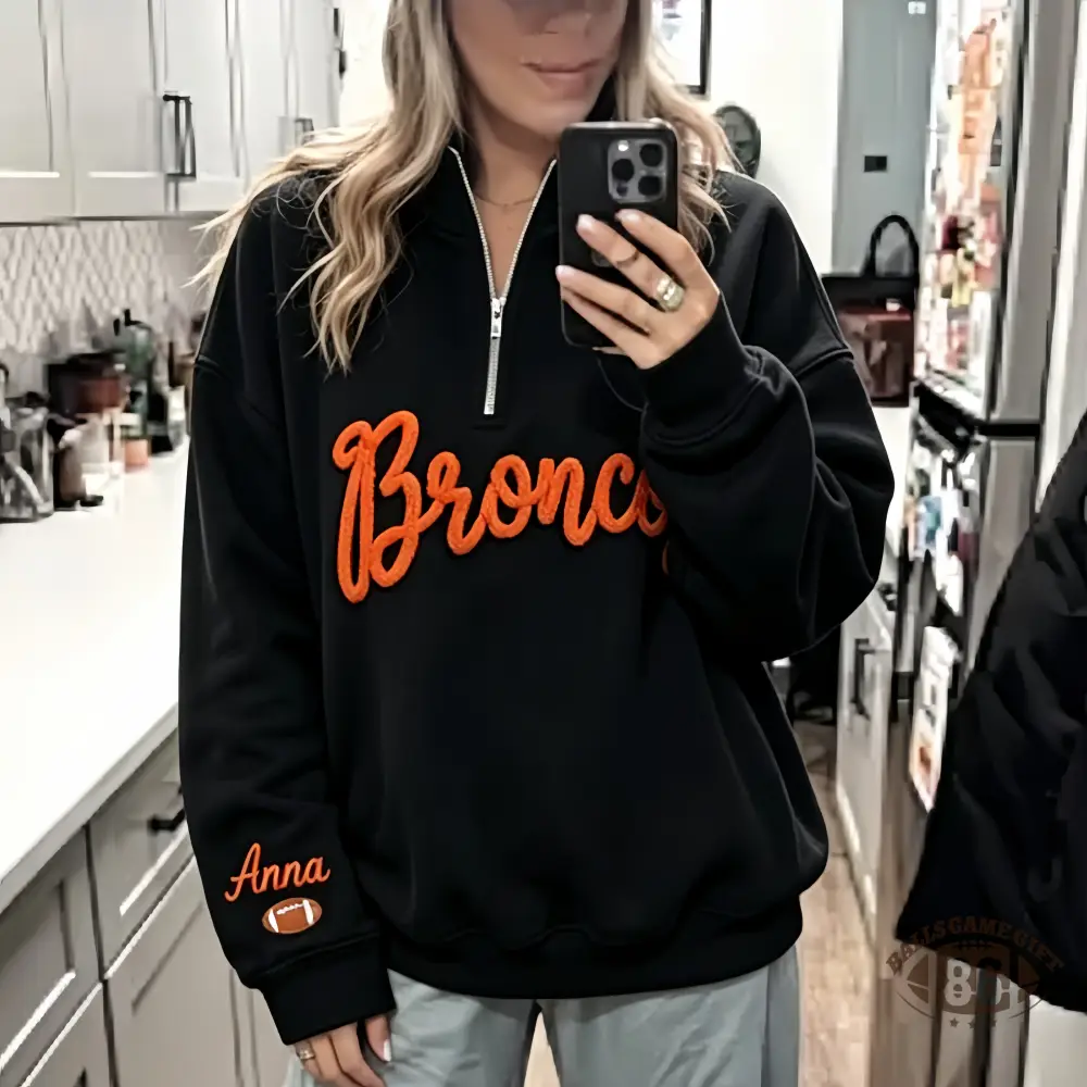 Custom Team Quarter Zip Sweatshirt, Yarn Embroidered Game Day Pullover