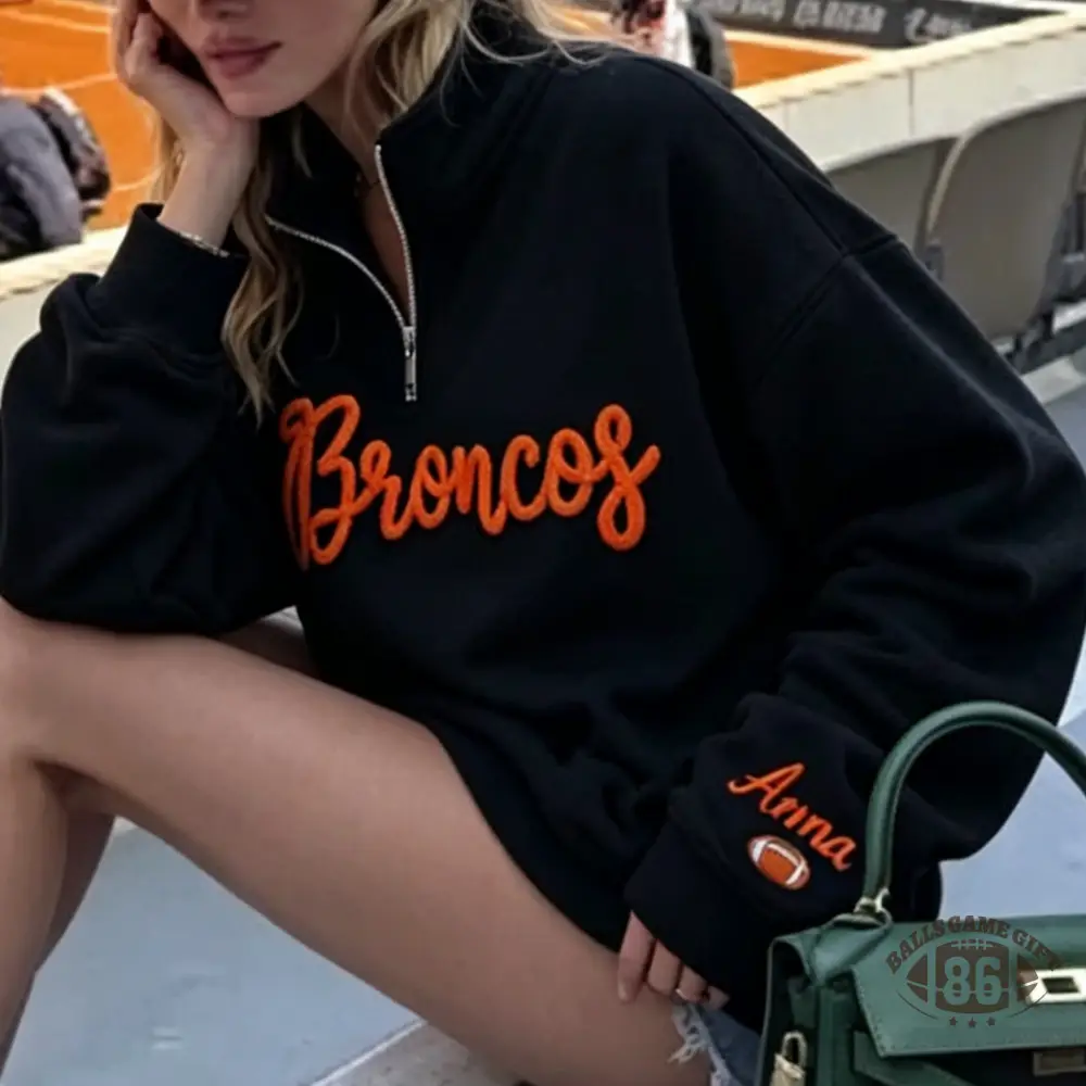 Custom Team Quarter Zip Sweatshirt, Yarn Embroidered Game Day Pullover