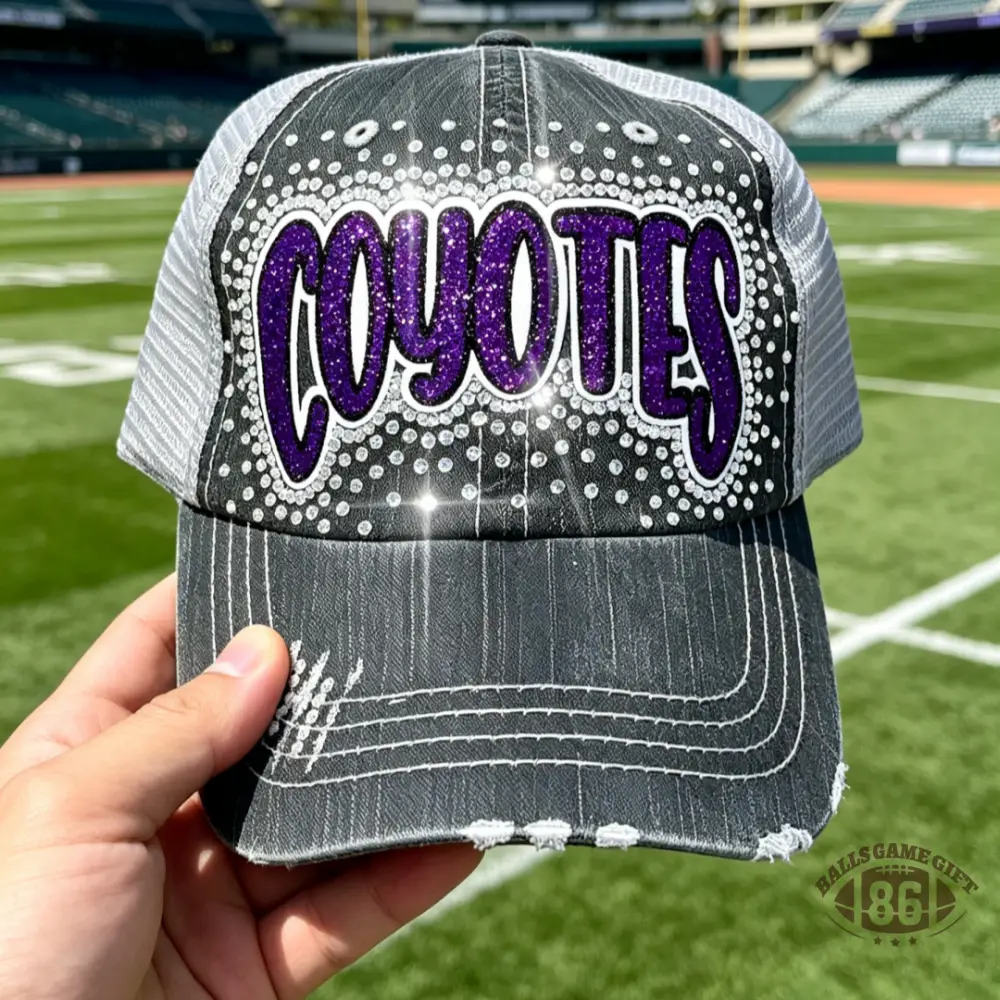 Custom Team Spirit Rhinestone Trucker Hat | Bling Glitter Distressed Baseball Cap