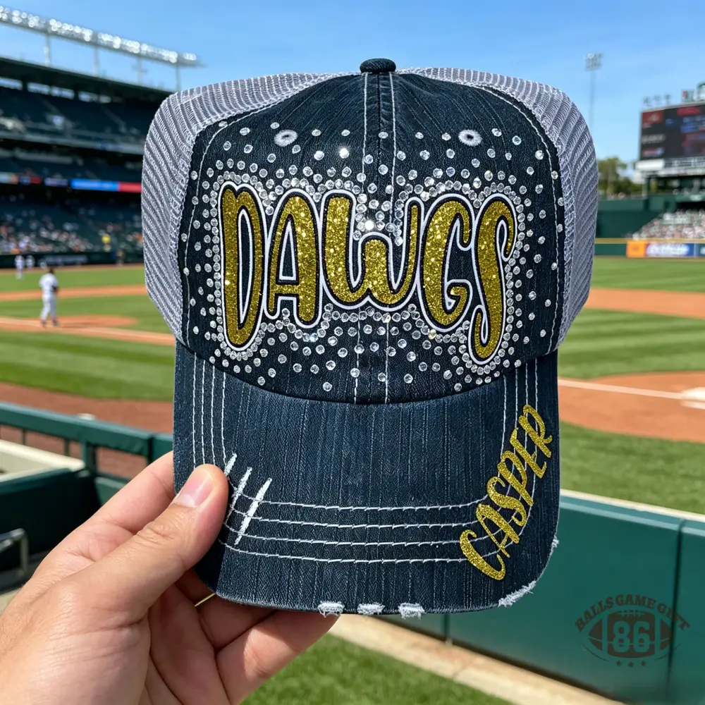 Custom Team Spirit Rhinestone Trucker Hat | Bling Glitter Distressed Baseball Cap