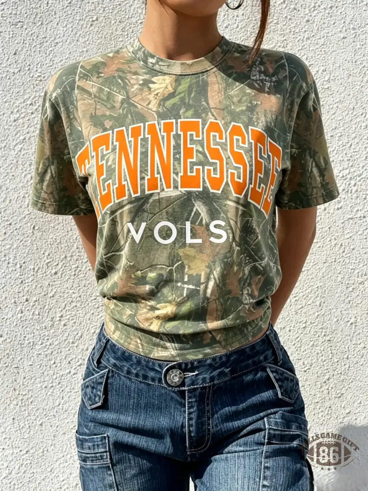 Custom Tennessee Vols Vintage Camo Graphic Tee