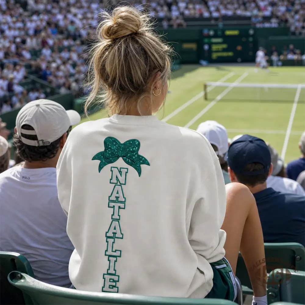 Custom Tennis Mom Sweatshirt, Personalized Sequin Bow Crewneck, Tennis Game Day Gift For Mom