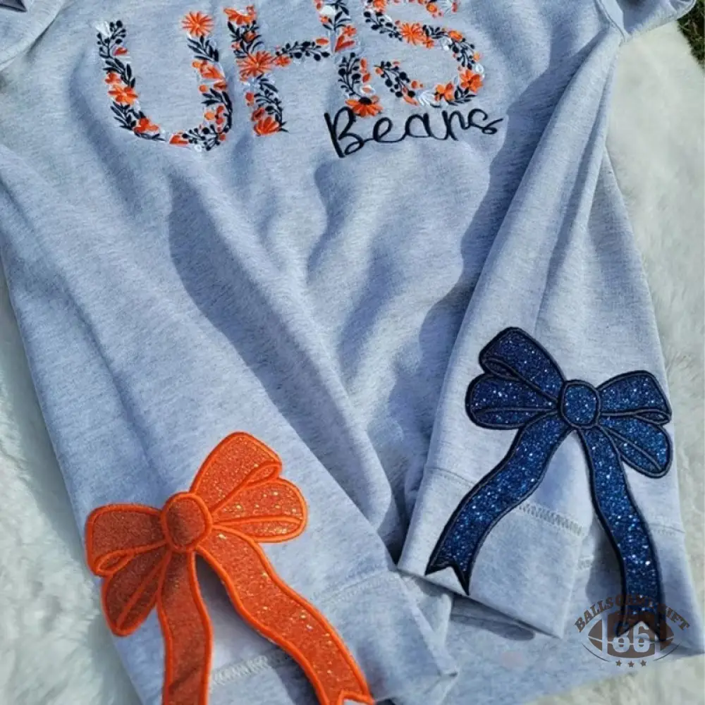 Custom Two-Tone Embroidered Cheer Mom Sweatshirt with Glitter Bow