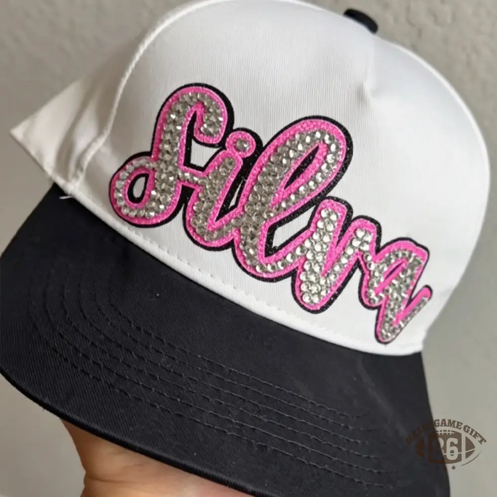 Custom Two Tone Glitter Script Game Day Baseball Hat