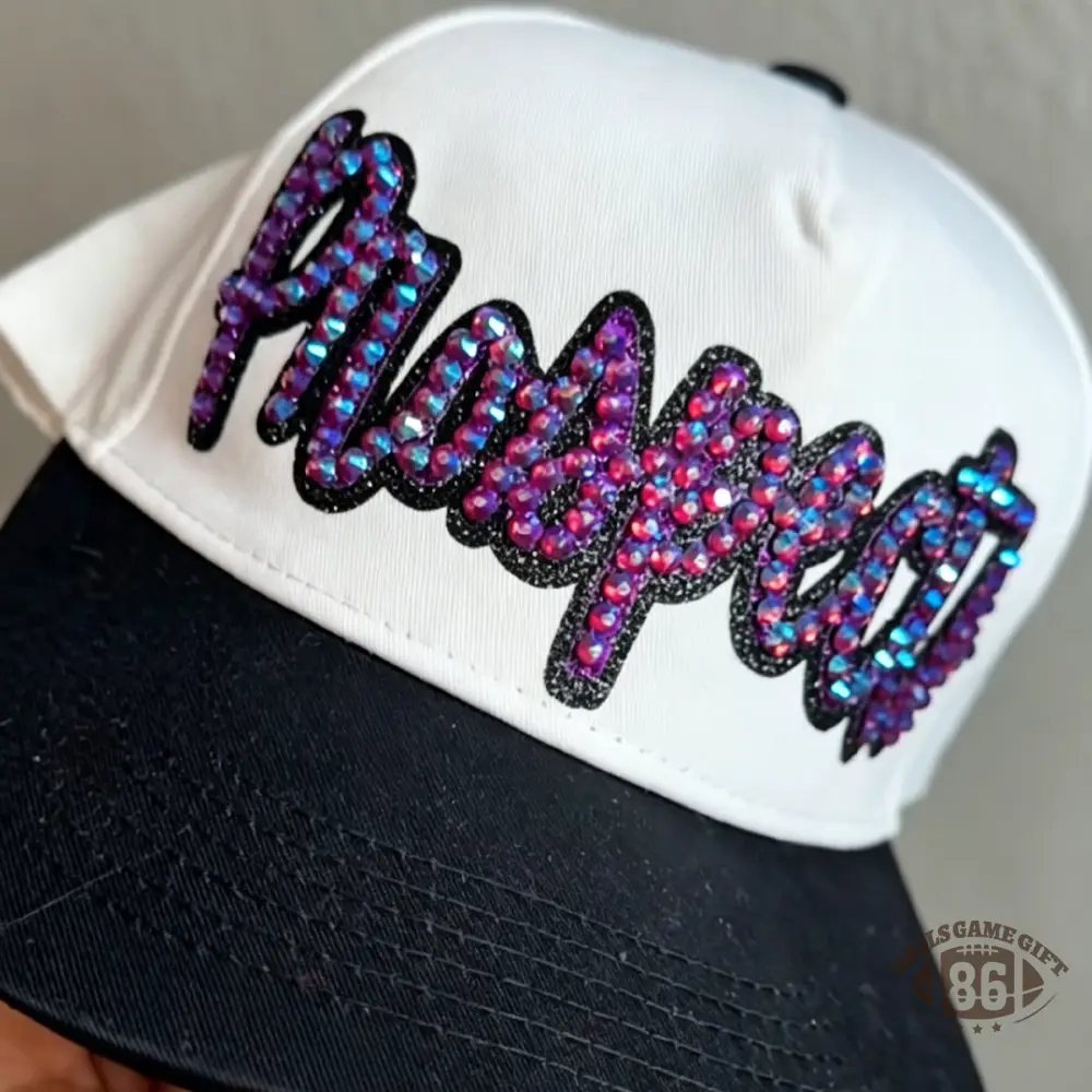 Custom Two Tone Glitter Script Game Day Baseball Hat