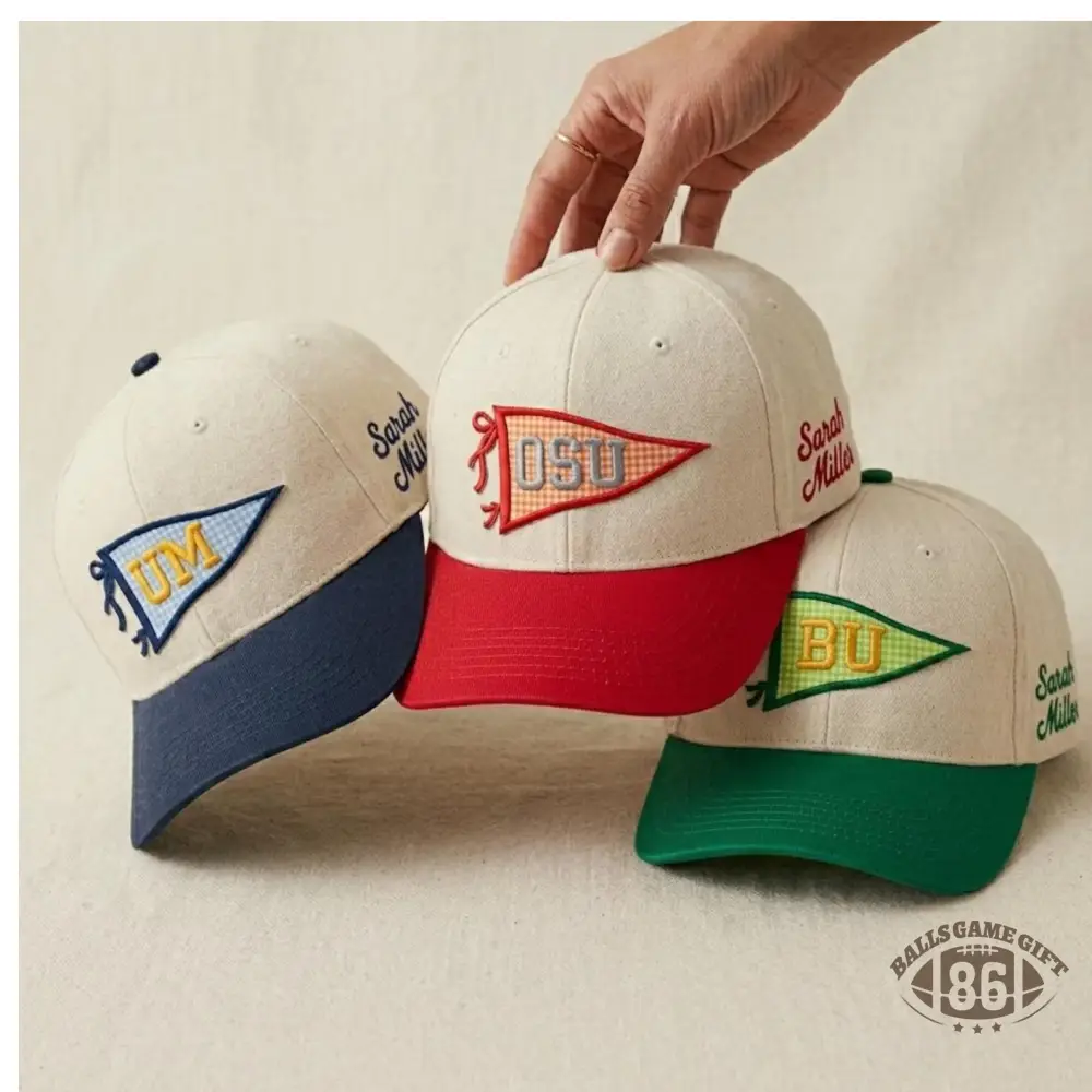 Custom University Embroidered Gameday Pennant Hat, Applique Letter Hat