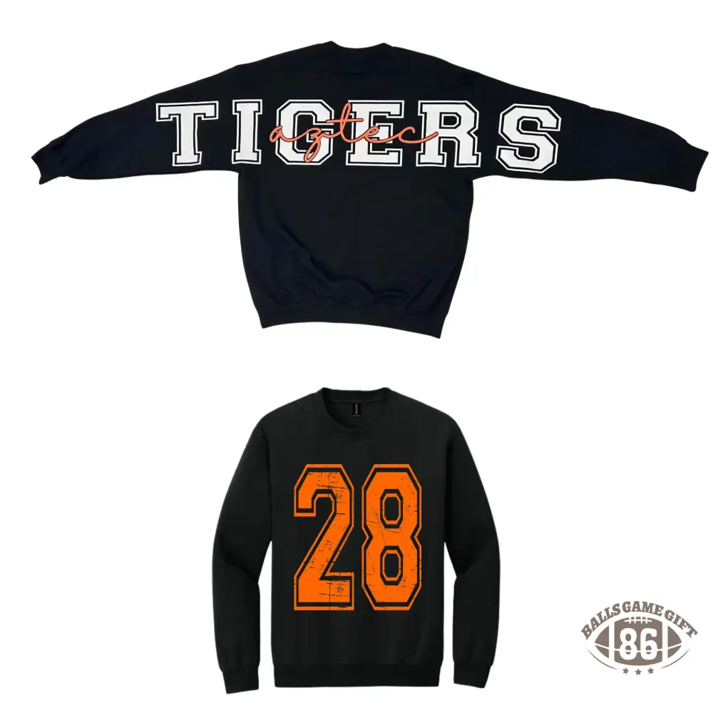 Custom Varsity Crewneck Sweatshirt | Back Big Team Lettering, Front Chest Graphic, Football Game‑Day Fan Pullover
