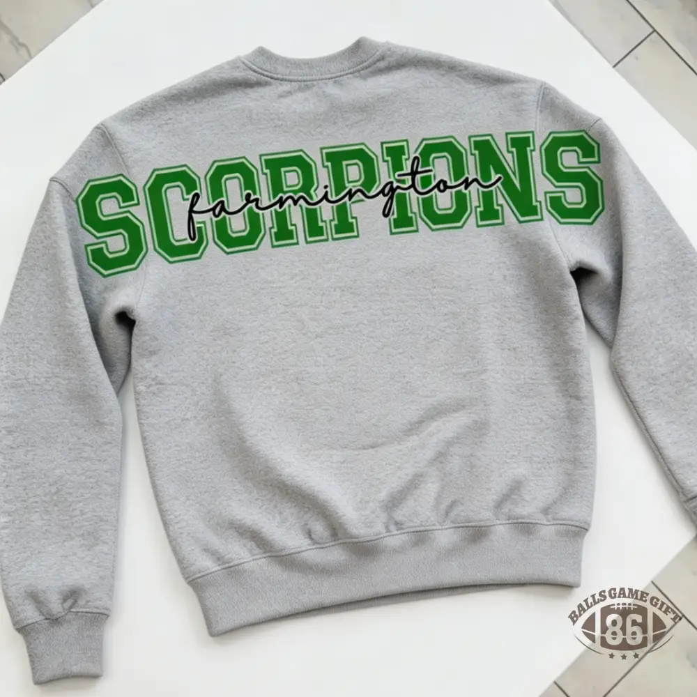 Custom Varsity Crewneck Sweatshirt | Back Big Team Lettering, Front Chest Graphic, Football Game‑Day Fan Pullover