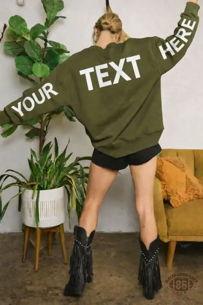Custom Varsity Sweatshirt | Personalized Text Crewneck | Oversized Pullover