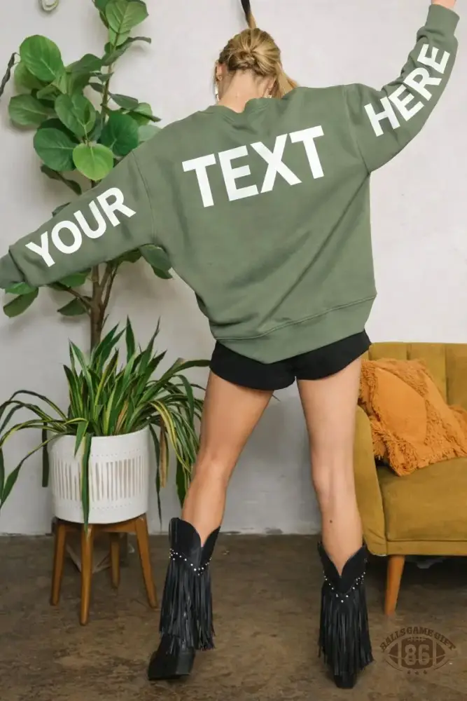 Custom Varsity Sweatshirt | Personalized Text Crewneck | Oversized Pullover