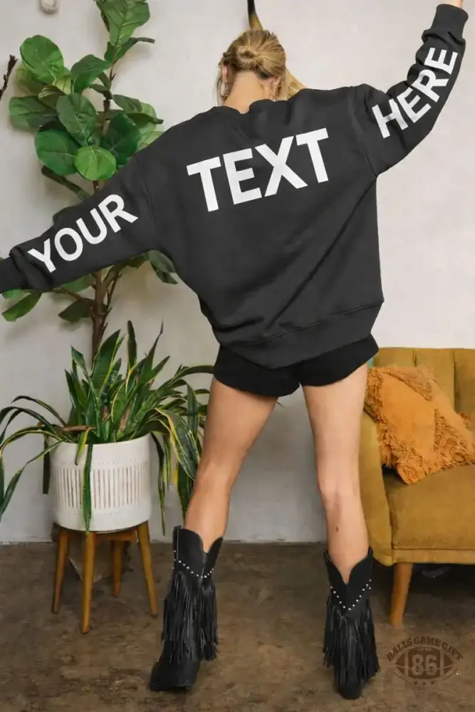 Custom Varsity Sweatshirt | Personalized Text Crewneck | Oversized Pullover