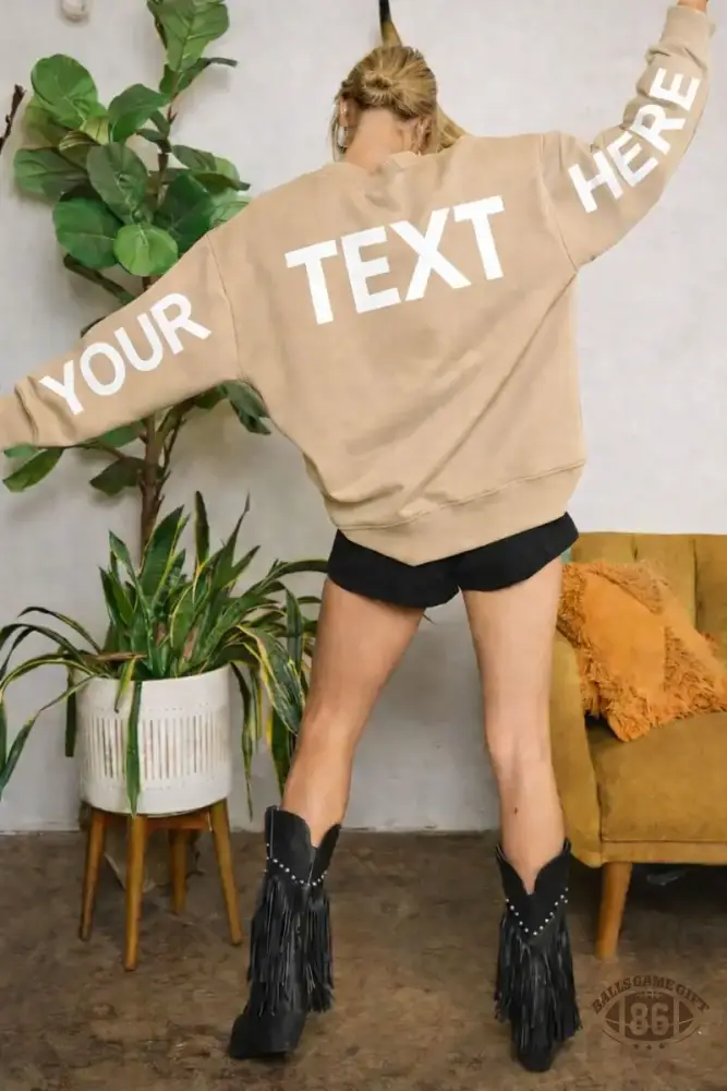 Custom Varsity Sweatshirt | Personalized Text Crewneck | Oversized Pullover