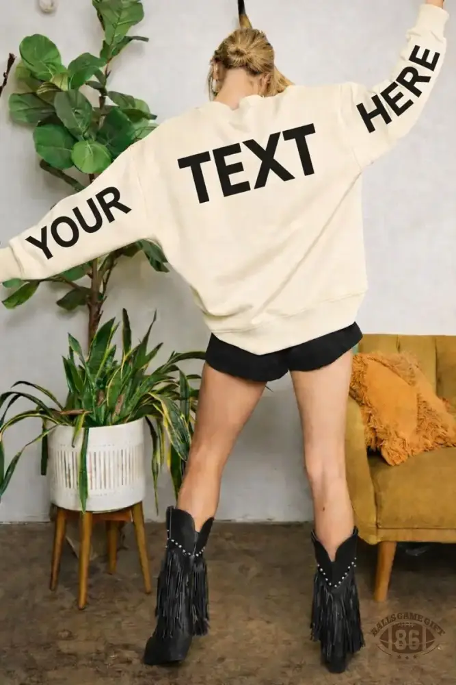 Custom Varsity Sweatshirt | Personalized Text Crewneck | Oversized Pullover