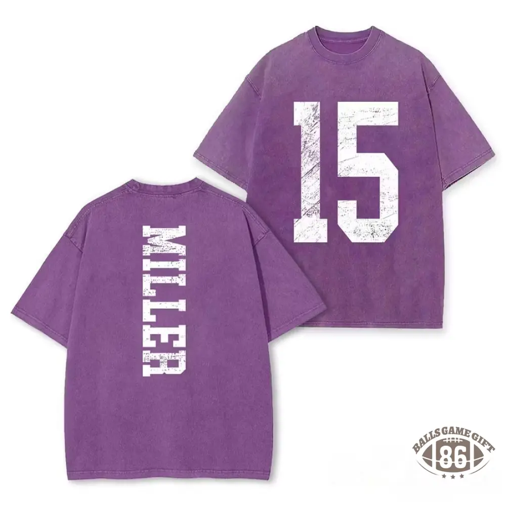 Custom Varsity Washed T‑Shirt, Personalized Name & Number Back Print Game Day Tee