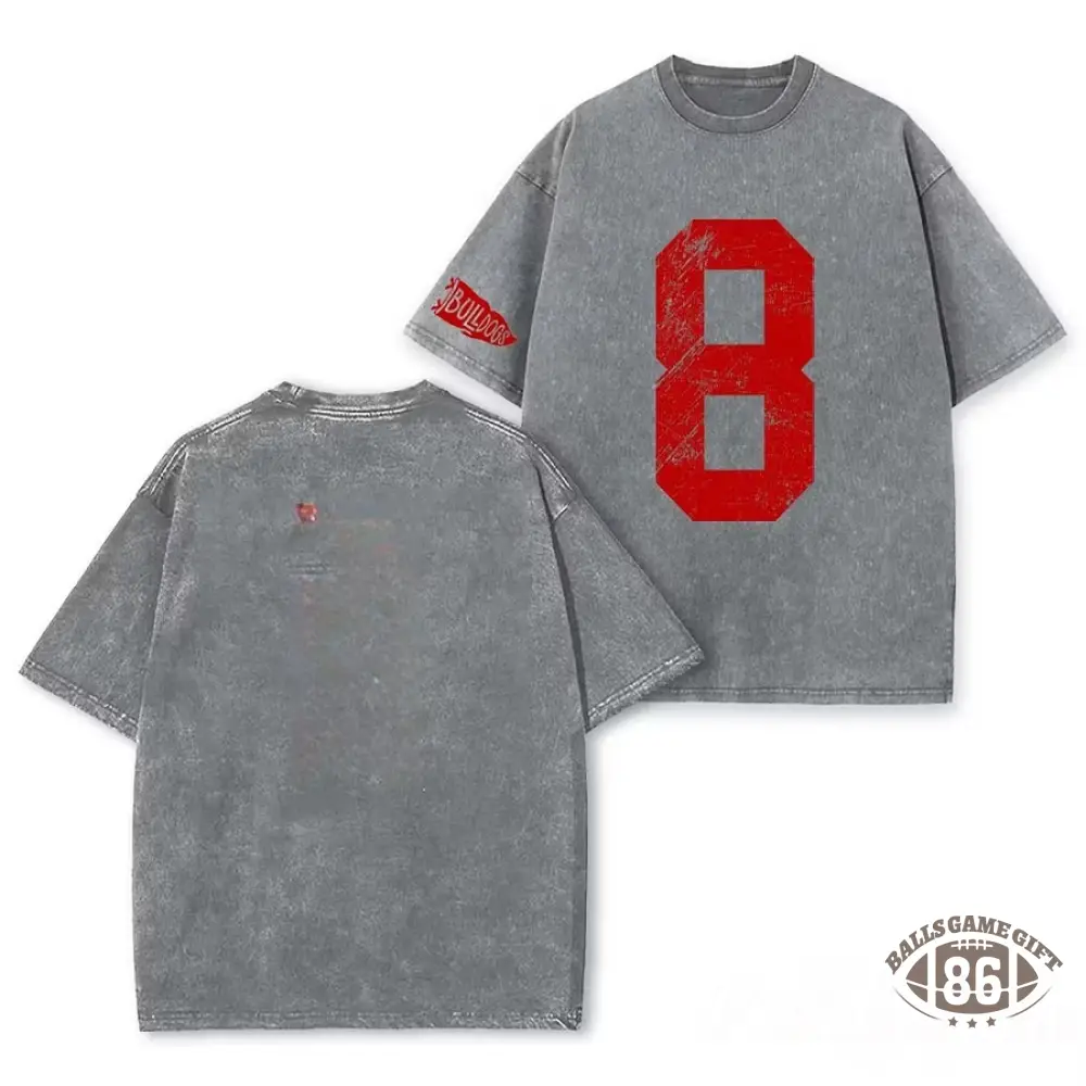 Custom Varsity Washed T‑Shirt, Personalized Name & Number Back Print Game Day Tee
