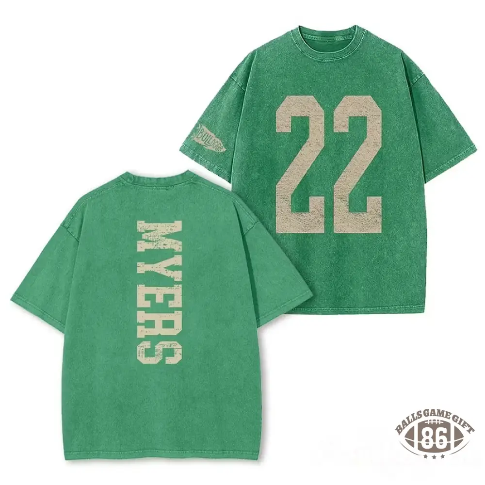 Custom Varsity Washed T‑Shirt, Personalized Name & Number Back Print Game Day Tee
