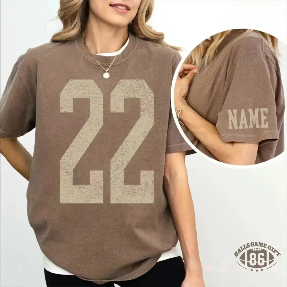 Custom Varsity Washed T‑Shirt, Personalized Name & Number Back Print Game Day Tee