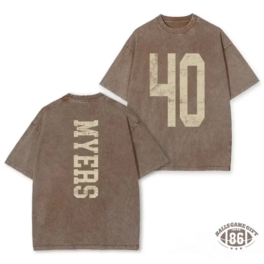 Custom Varsity Washed T‑Shirt, Personalized Name & Number Back Print Game Day Tee