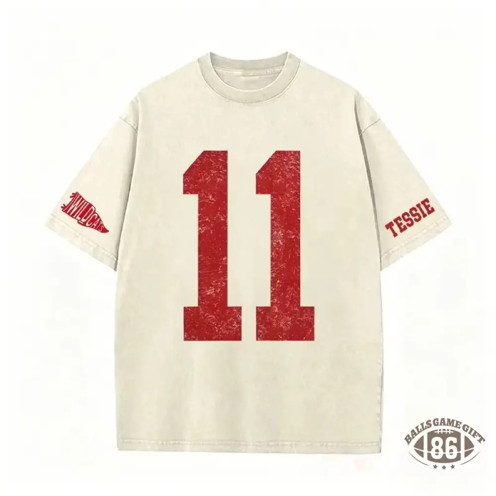 Custom Varsity Washed T‑Shirt, Personalized Name & Number Back Print Game Day Tee