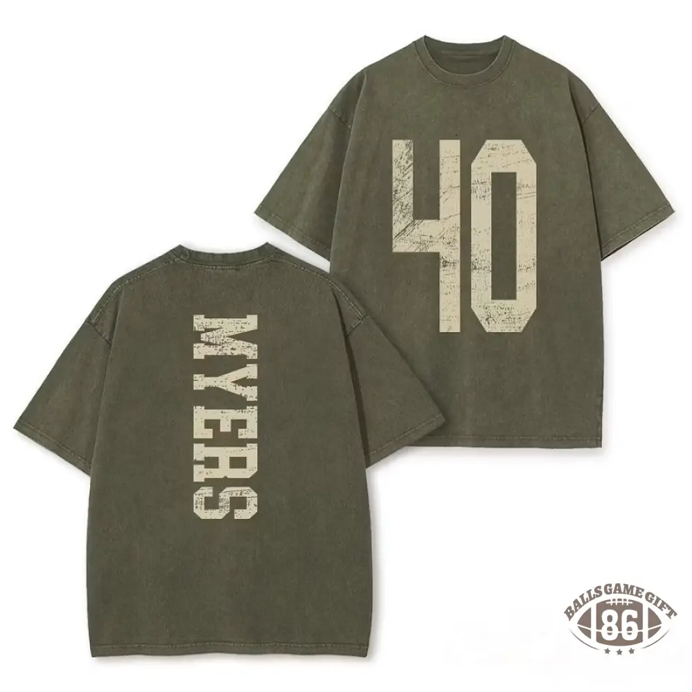 Custom Varsity Washed T‑Shirt, Personalized Name & Number Back Print Game Day Tee