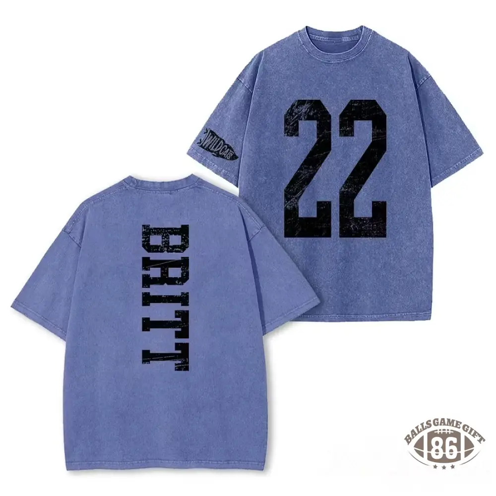 Custom Varsity Washed T‑Shirt, Personalized Name & Number Back Print Game Day Tee
