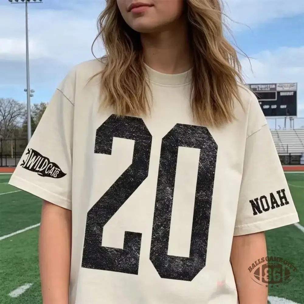 Custom Varsity Washed T‑Shirt, Personalized Name & Number Back Print Game Day Tee