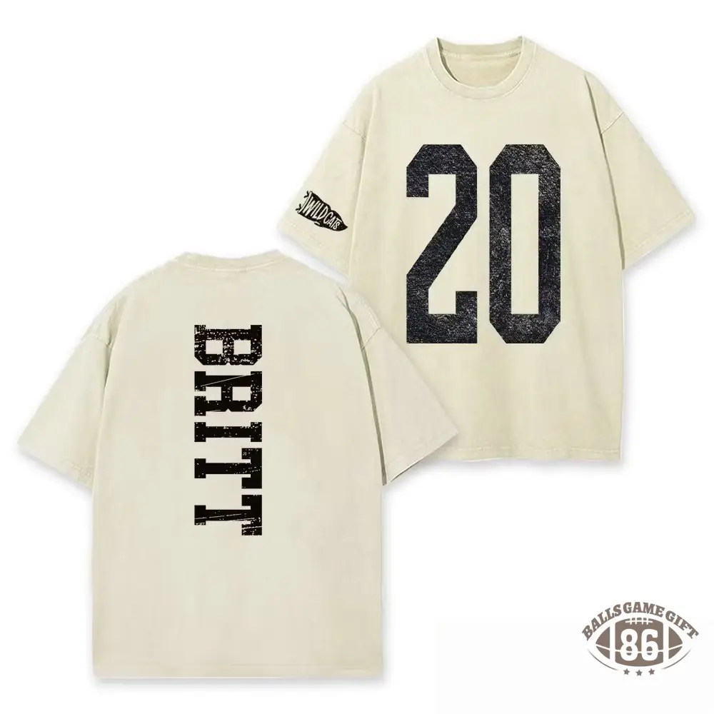 Custom Varsity Washed T‑Shirt, Personalized Name & Number Back Print Game Day Tee