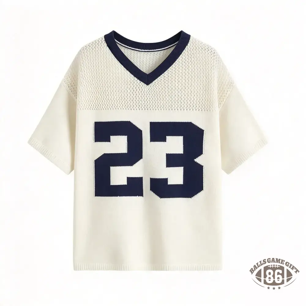 Custom Versatile Casual V-Neck Varsity-Style Number & Letter Knit Sweater