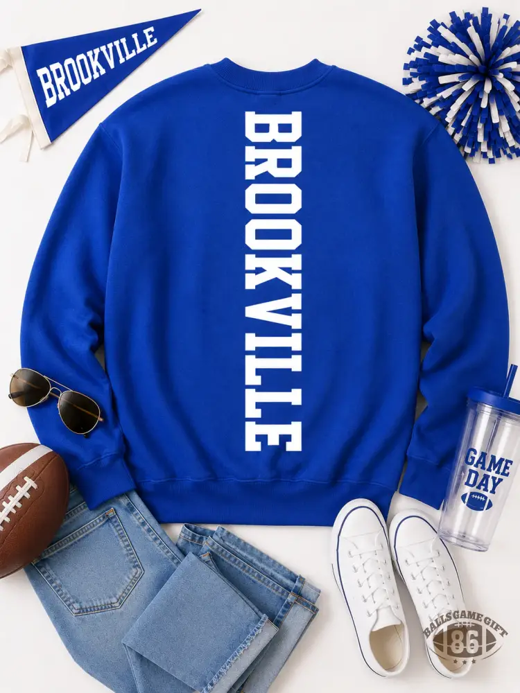 Custom Vertical Mascot Sweatshirt | Personalized School Pride Crewneck | Retro Varsity Spirit Pullover
