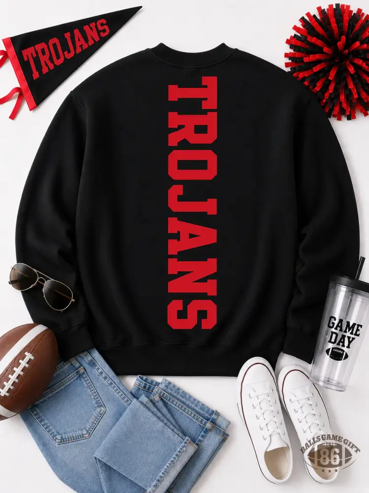 Custom Vertical Mascot Sweatshirt | Personalized School Pride Crewneck | Retro Varsity Spirit Pullover