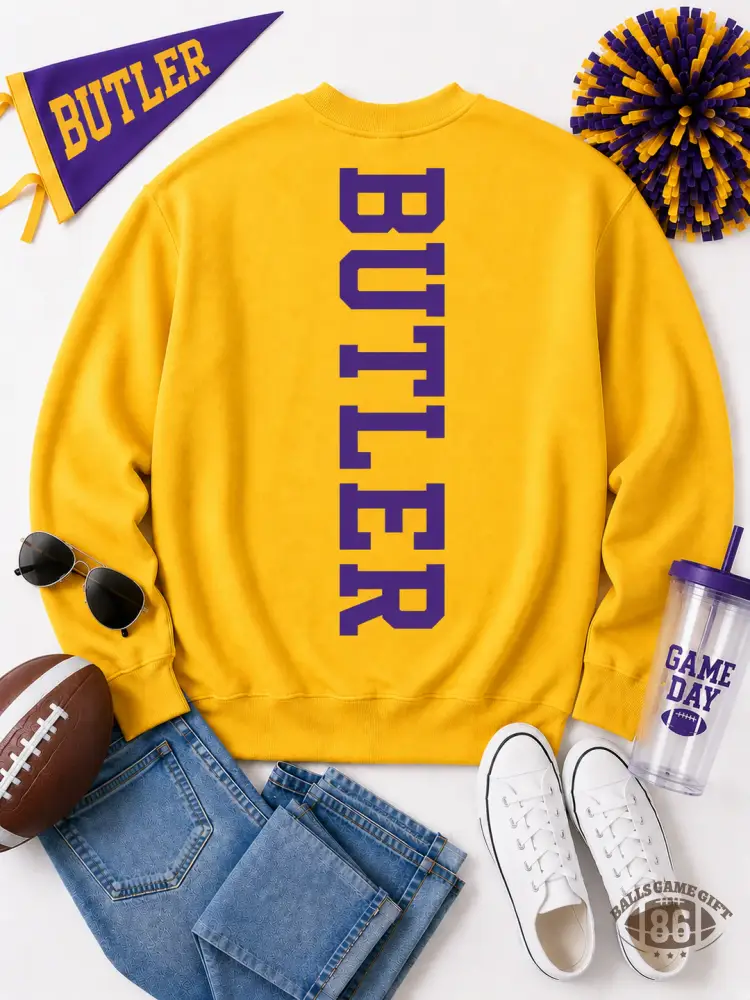 Custom Vertical Mascot Sweatshirt | Personalized School Pride Crewneck | Retro Varsity Spirit Pullover