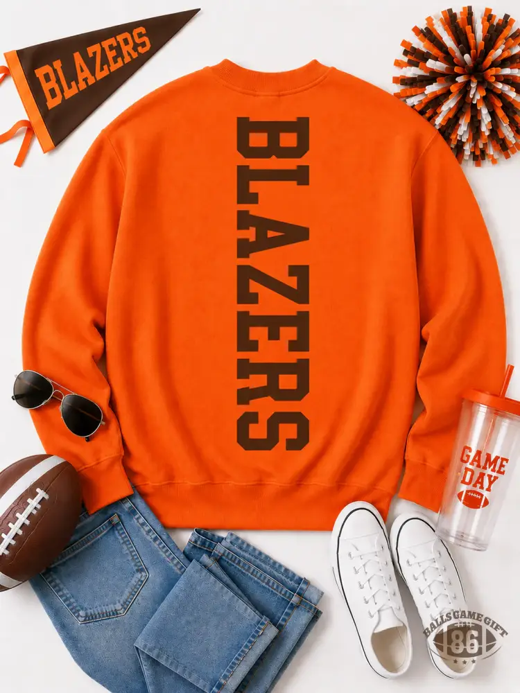Custom Vertical Mascot Sweatshirt | Personalized School Pride Crewneck | Retro Varsity Spirit Pullover
