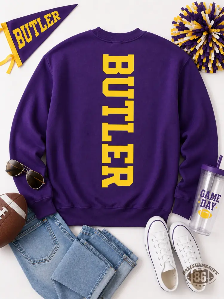 Custom Vertical Mascot Sweatshirt | Personalized School Pride Crewneck | Retro Varsity Spirit Pullover