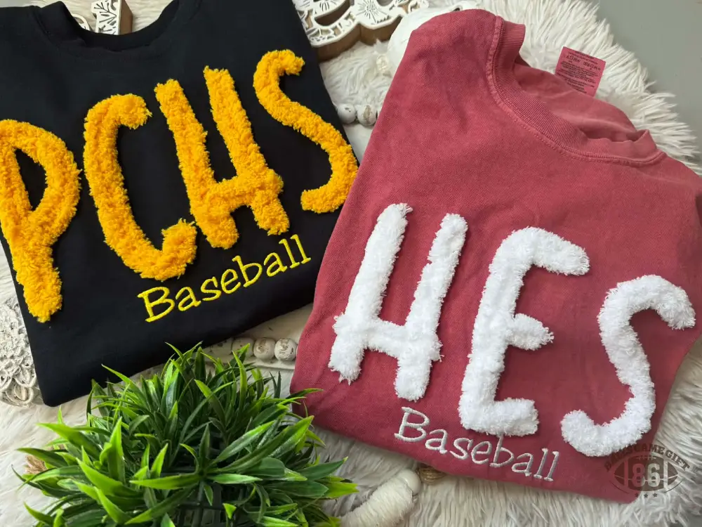 Custom Vintage Varsity Chenille Raised Letter Baseball  T-Shirts 