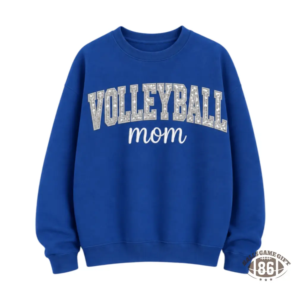 Custom Volleyball Mom Sweatshirt, Personalized Vertical Name Sequin Bow Game Day Crewneck
