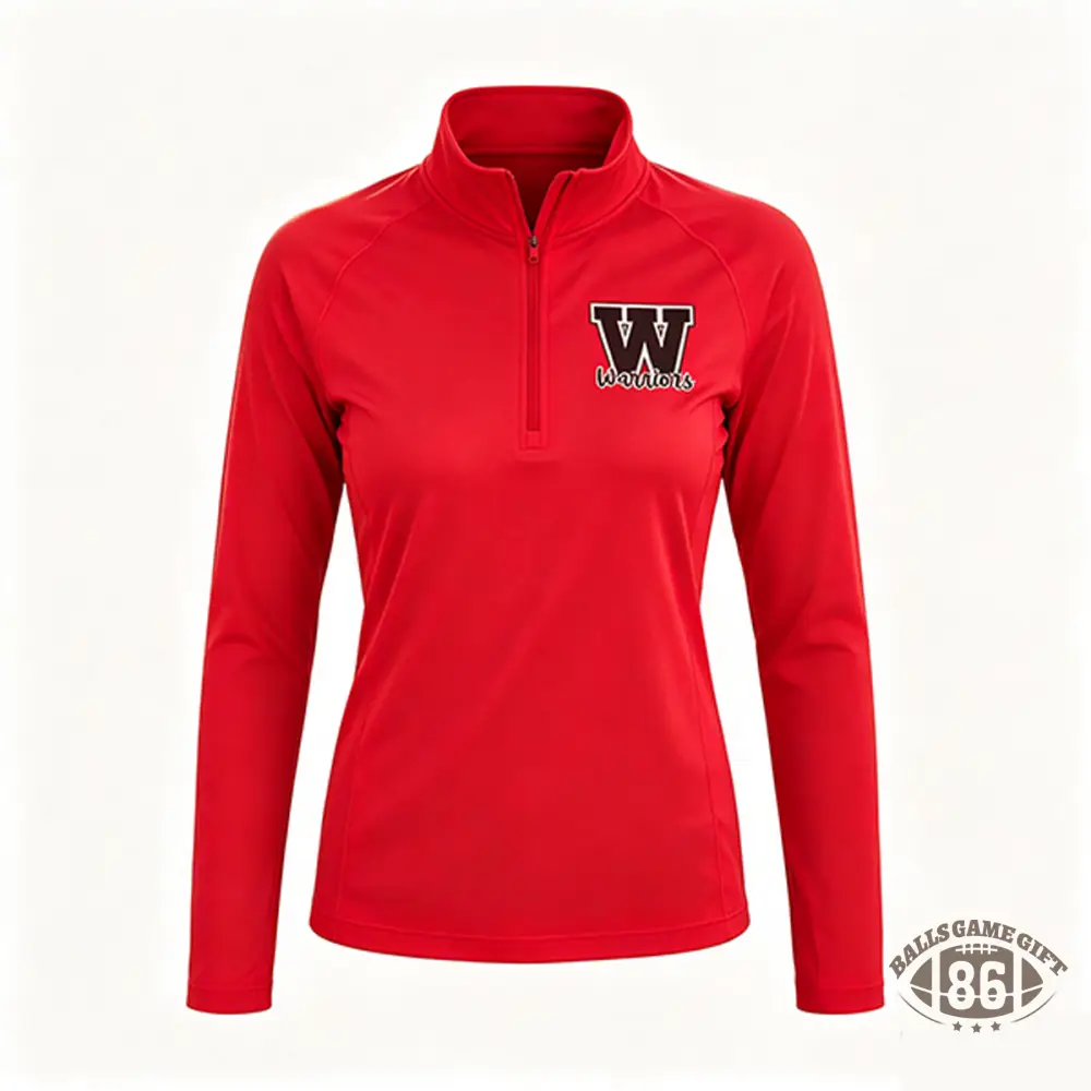 Custom Women's Logo 1/4 Zip Long Sleeve Pullover, Lightweight Quick Dry Athletic Top
