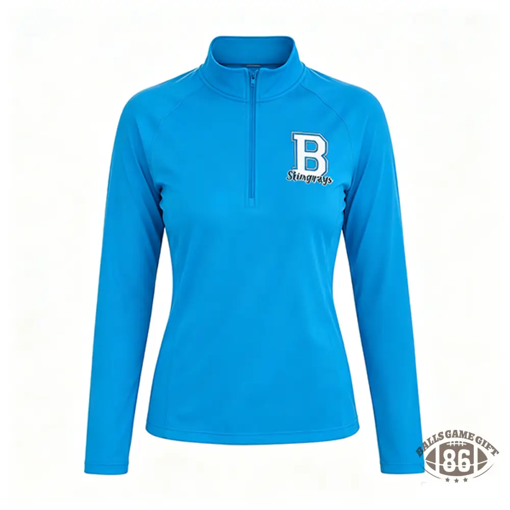 Custom Women's Logo 1/4 Zip Long Sleeve Pullover, Lightweight Quick Dry Athletic Top