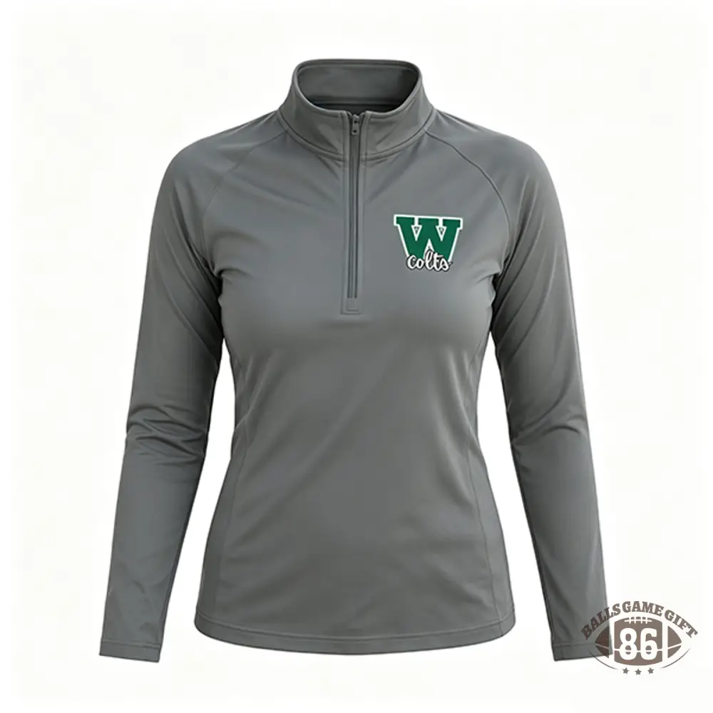Custom Women's Logo 1/4 Zip Long Sleeve Pullover, Lightweight Quick Dry Athletic Top