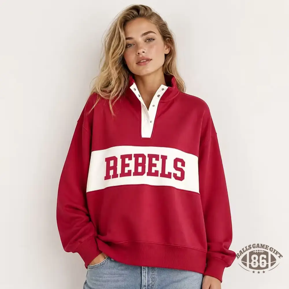 Customizable Snap Pullover Sweatshirt, Custom Team & School Name Print, Game‑Day Fan Apparel