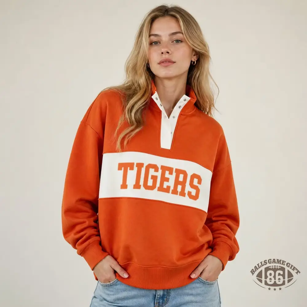 Customizable Snap Pullover Sweatshirt, Custom Team & School Name Print, Game‑Day Fan Apparel